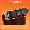 Color Solid Men Leather Belt With Geometric Style And Durable Alloy Buckle Pin