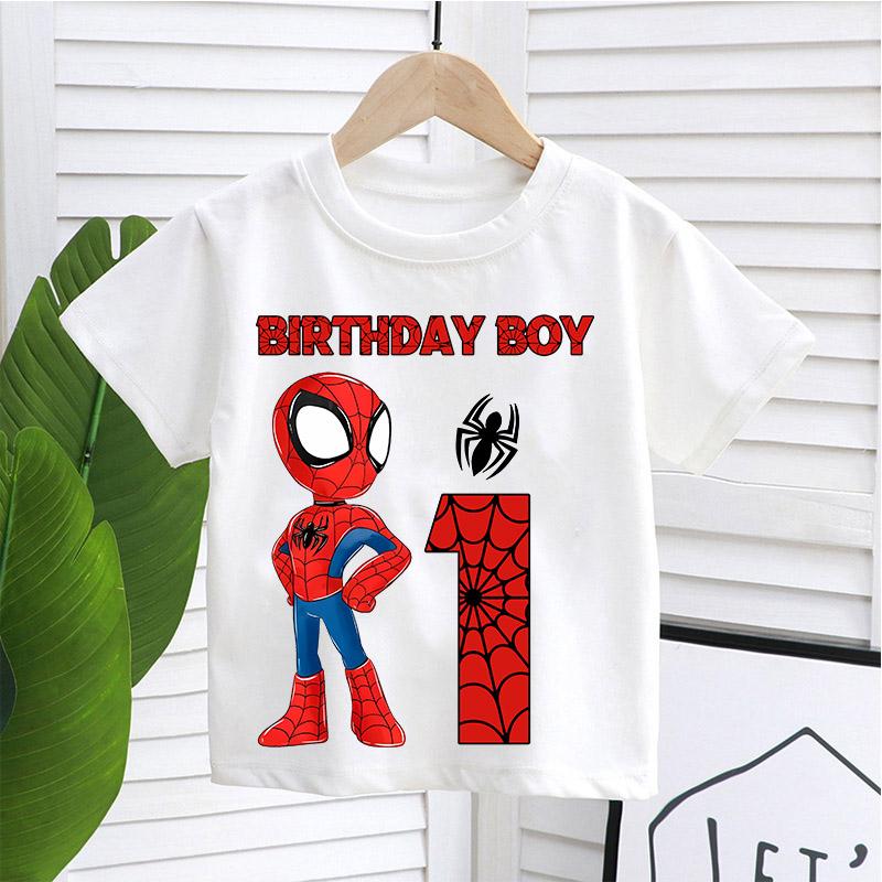 Childrens Spider Man High Quality Summer Childrens Tshirt Made of Breathable Fabric for 19 Birthday Parties