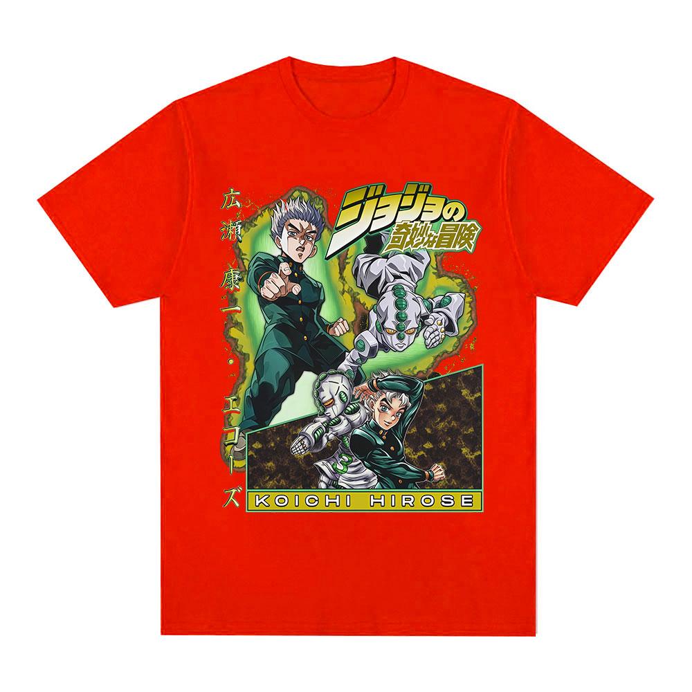 Аниме JoJo's Bizarre Adventure Хиросе Коичи Футболки с Графическим Принтом Унисекс Повседневные Хлопковые Y2K С коротким рукавом Свободный Топ Уличная одежда