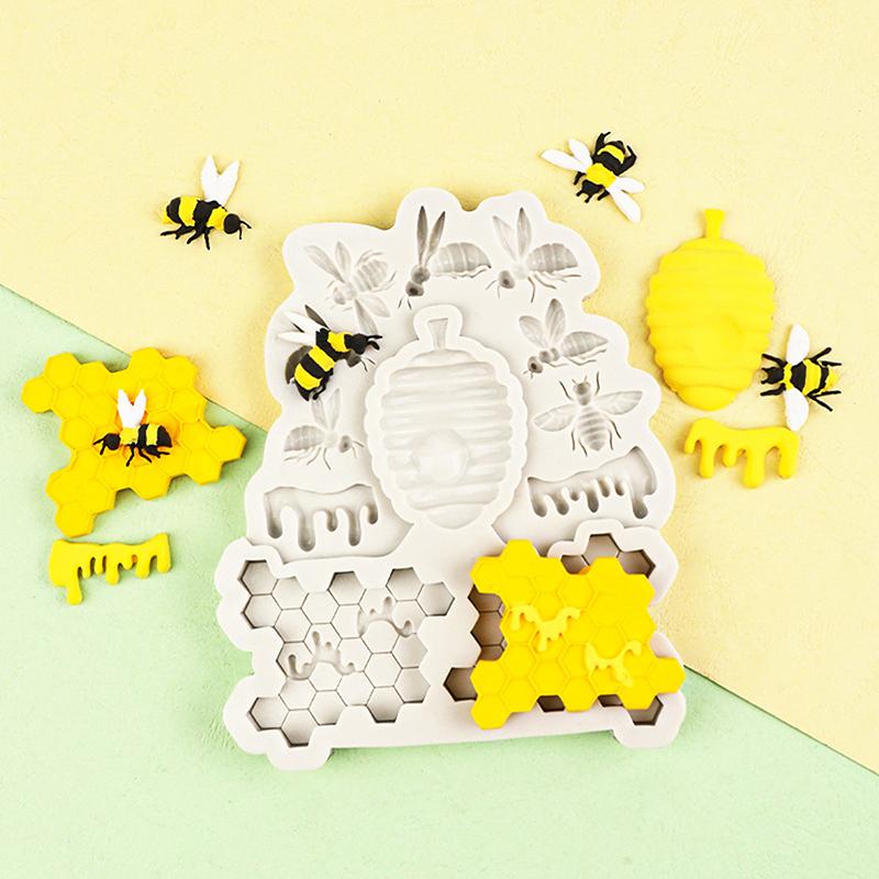 Силиконовая форма Honeybee Honeycomb 3D Beehive Bee Fondant для украшения торта, шоколадные инструменты, кухонные принадлежности для детского душа, дня рождения