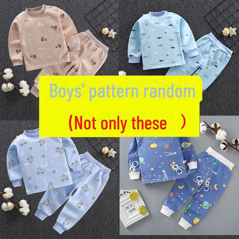 Baby Thermal Underwear Set: Plush, Thickened Two-Piece Pajamas for Boys and Girls