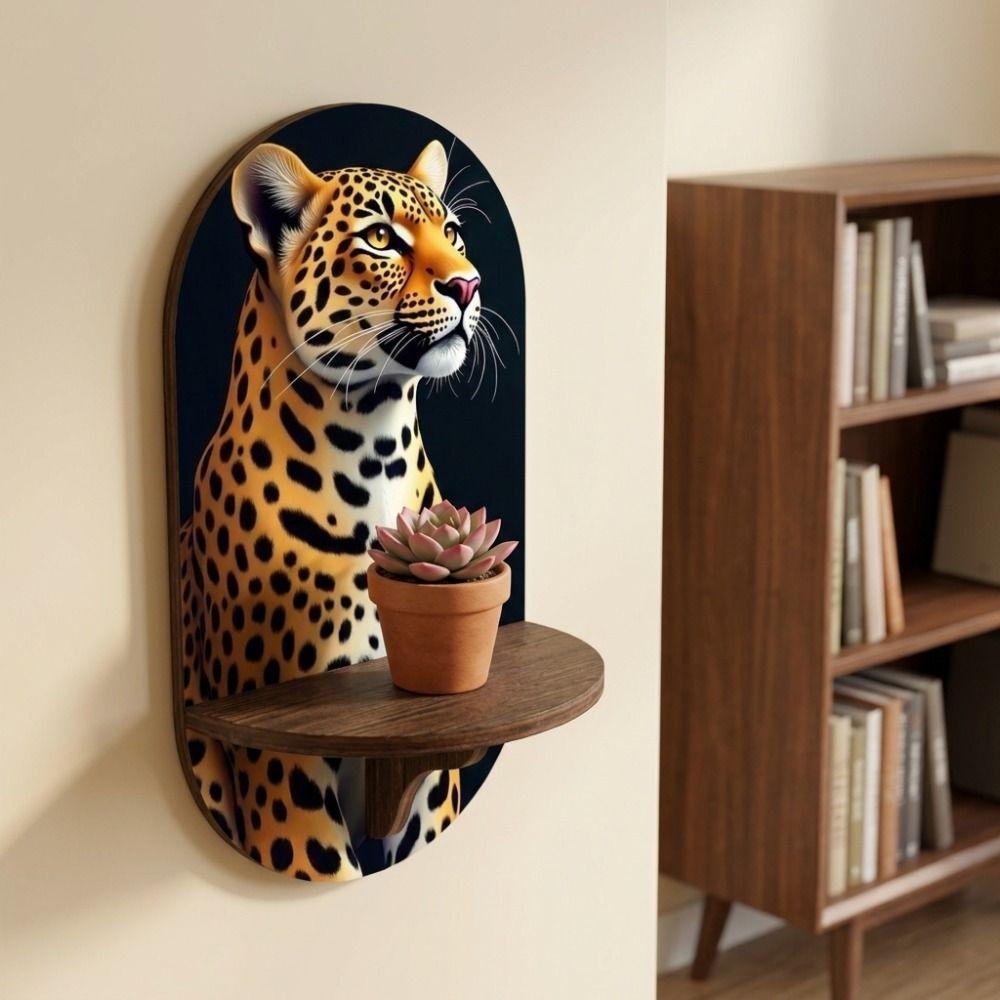 Wooden Wall Mounted Shelf Tiger Wall Display Stand Multi-Functional Wall Decoration Home Decor