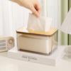 Plastic Clear Tissue Box Wooden Cover Transparent Paper Towel Box Multifunctional Durable Napkin Holder Household Use