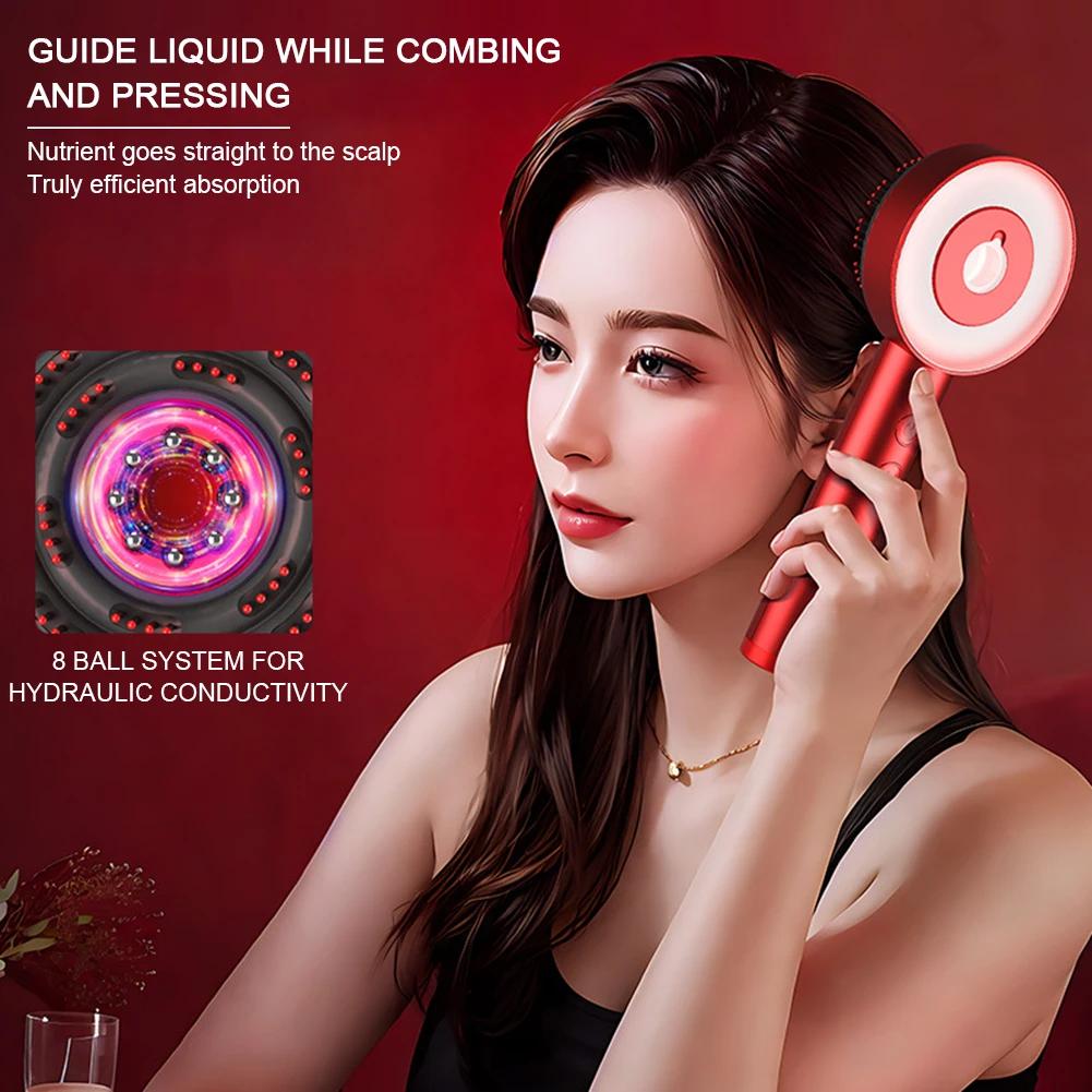 Electric Vibration Massage Comb Red Light Hair Follicle Comb Scalp Oil Liquid Applicator Head Massager Hair Growth Anti Loss