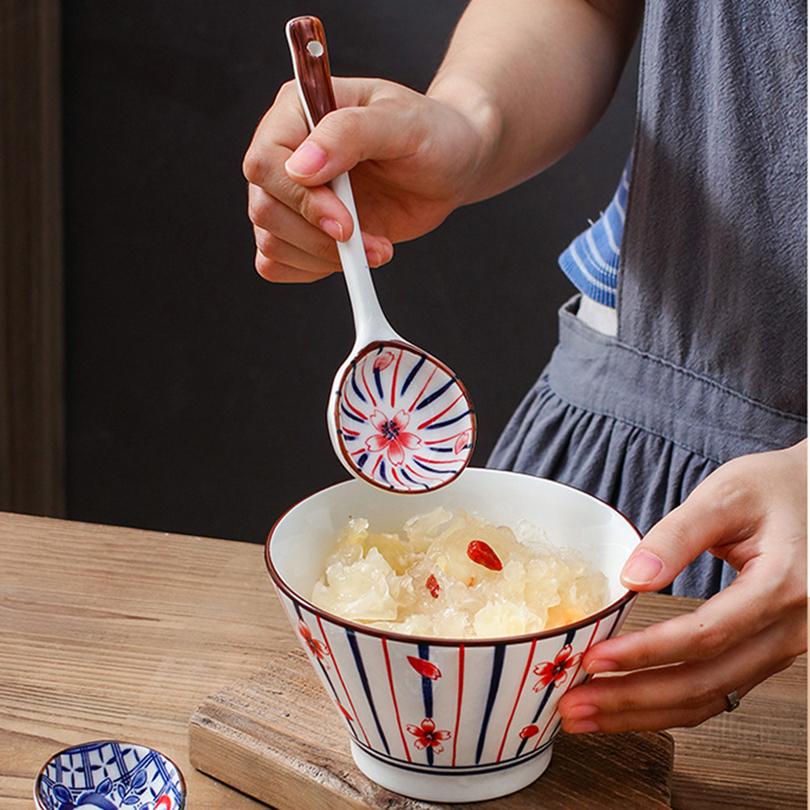 Высококачественный подарочный набор, керамическая ложка для дома, набор ежедневной посуды, высококачественная ложка с длинной ручкой, экологически чистая подглазурная краска