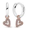 Authentic 925 Sterling Copper Sparkling Freehand Heart Hoop Earring Necklace With Crystal For Women Zircon Set Gift