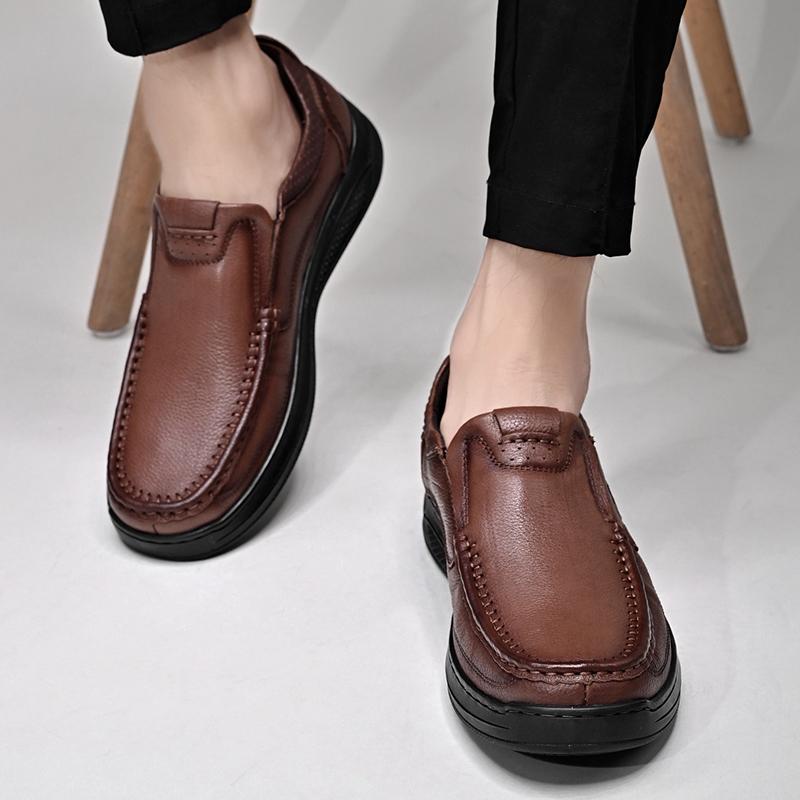 Мужские повседневные туфли из натуральной кожи, слипоны, пружинные, с мягкой подошвой, износостойкие, дизайнерские, на плоской подошве, мужские мокасины