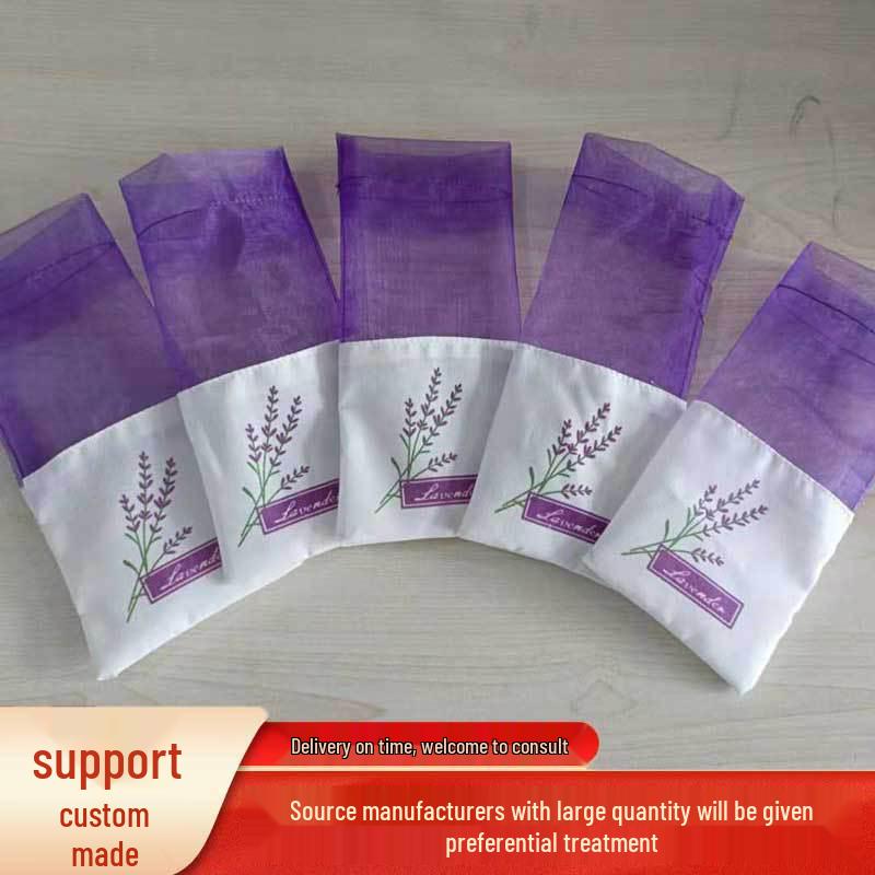 Lavender Purple Mesh Cotton Drawstring Pouch Sachet for Storage with Logo Printing