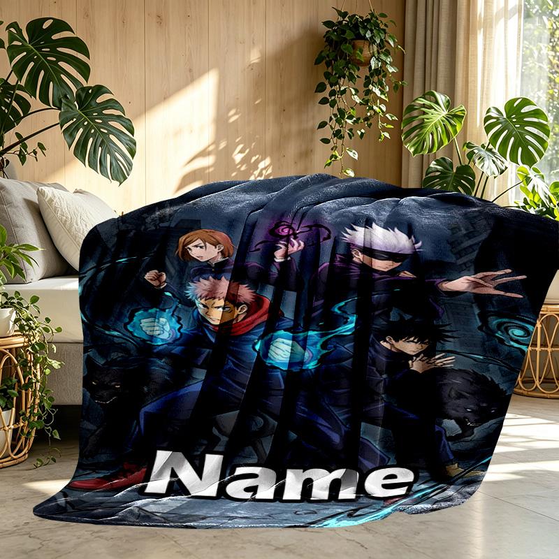 Custom Name Personalized Jujutsu Kaisen Print Blanket, Home Decor, Bedroom, Sofa, Camping, Couch, Gifts for Birthday ChristmasEnthusiasts