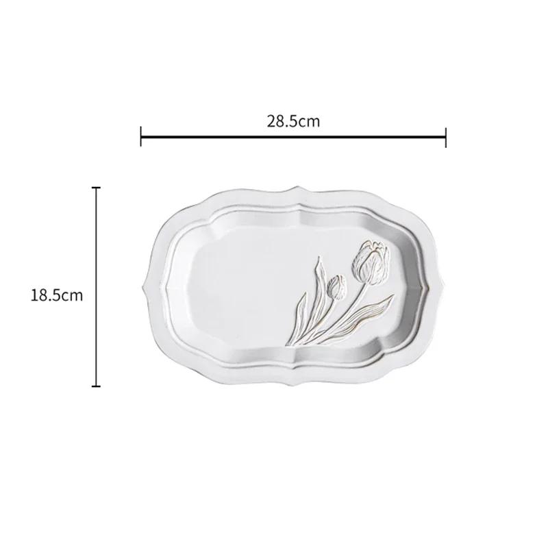 Изысканная рельефная керамическая тарелка с цветком, креативные нестандартные десертные тарелки для фруктов, роскошная ресторанная тарелка для салата или стейка, домашняя посуда