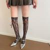 Floral Lace Thigh High Stockings Laces up Over Knee Highs Socks Fishnet Stockings Sweet Bows Thigh High Sock Hosiery