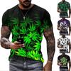 Летний хит продаж креативная 3D-печатная футболка с рисунком листа конопли, повседневная, с индивидуальностью, модная уличная с коротким рукавом