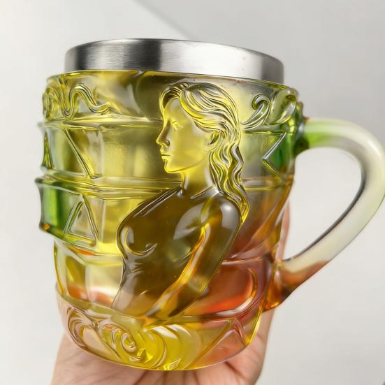 3D Расписанная кофейная кружка в виде стопки книг из смолы и нержавеющей стали с эргономичной ручкой и основанием, устойчивым к проливанию. Кружка для чтения