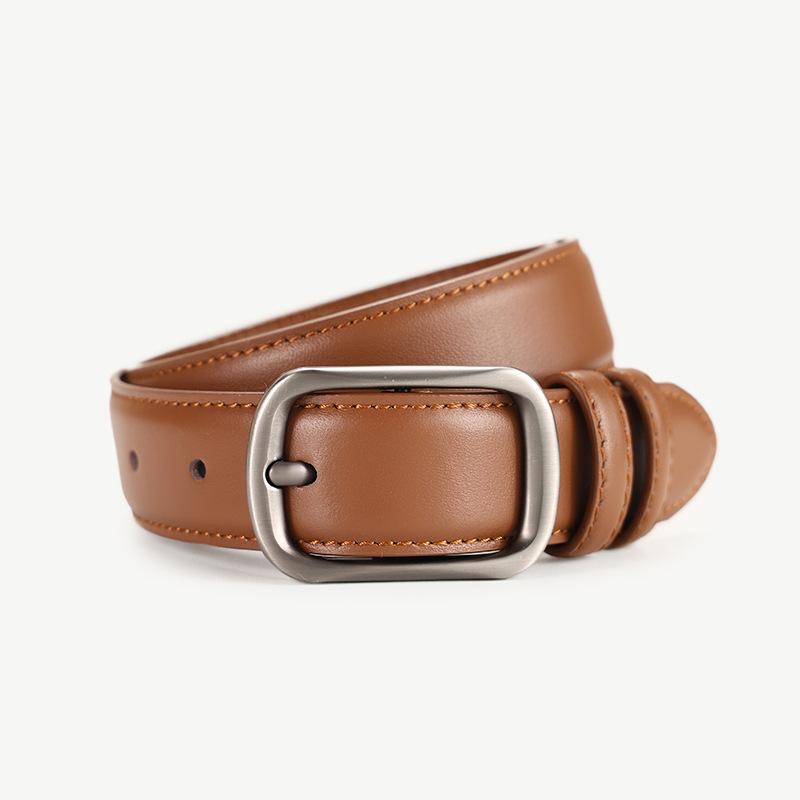Alloy japanese buckle belt genuine leather belt women's business pin buckle first layer cowhide