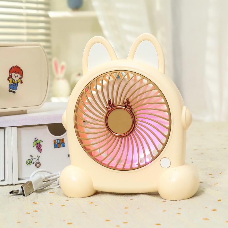 USB Rechargeable Puppy-Themed Fan, 3-Speed Adjustable, Ideal for Desktop and Bedside Use