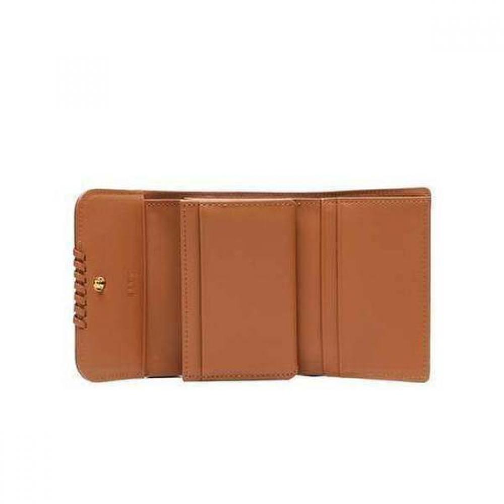 Daks Brown Check Pattern Leather Combination Wallet 3 Fold Dcwa2e624