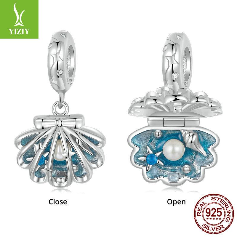 Маленькие свежие голубые ракушки, аксессуары для DIY-подвесок, романтические морские бусины, бусины для браслетов из стерлингового серебра S925