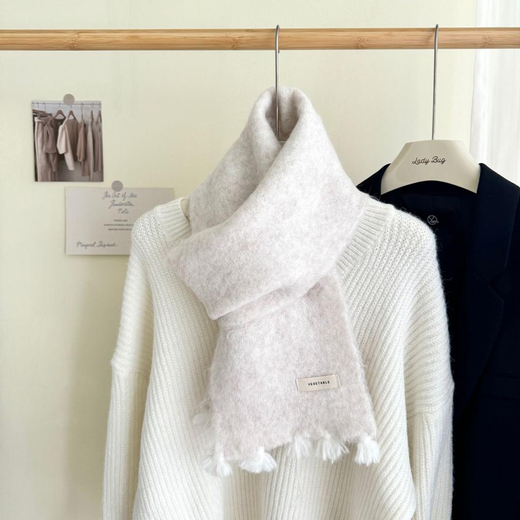 Модный шерстяной вязаный шарф Осень Зима Теплый Простой Защищающий от холода Шарф-накидка Для студентов Однотонный Универсальный Утепленный Шарф