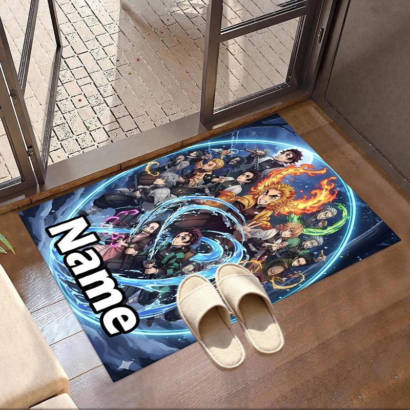 Custom Name Personalized Demon Slayer Print Carpet, Versatile Home Decor Rug, for Playroom, Apartment, Balcony, Entryway, Hallway Gift