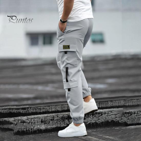 Мужские брюки-карго с несколькими карманами, в уличном стиле, с резинкой на щиколотке, в стиле ретро, с эластичной резинкой на талии для повседневной носки на открытом воздухе и на работе