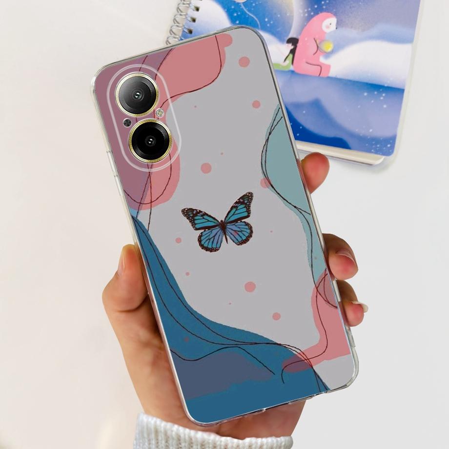 Мягкий ТПУ Бампер Чехлы Для Realme C67 4G RMX3890 Задняя Крышка Тонкий Прозрачный Силиконовый Чехол Для Телефона Женская Мода Рисунок Funda C 67 4G