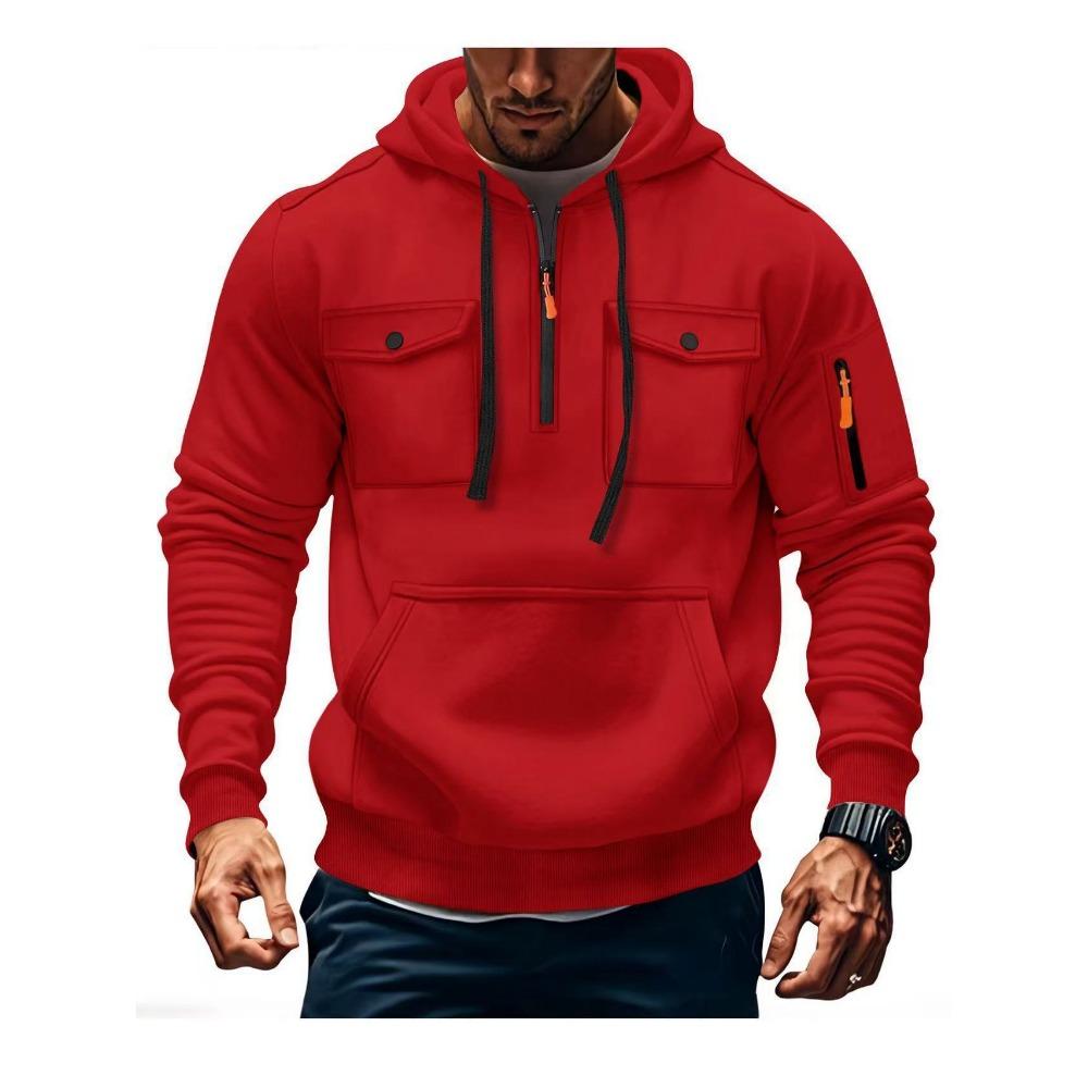 Новая мужская модная толстовка с капюшоном и множеством карманов
