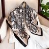 Women Luxury Brand Design Scarf Fashion Blossoms Floral Silk Scarves Square Bird On Tree Print Handkerchief Bandana 90*90Cm