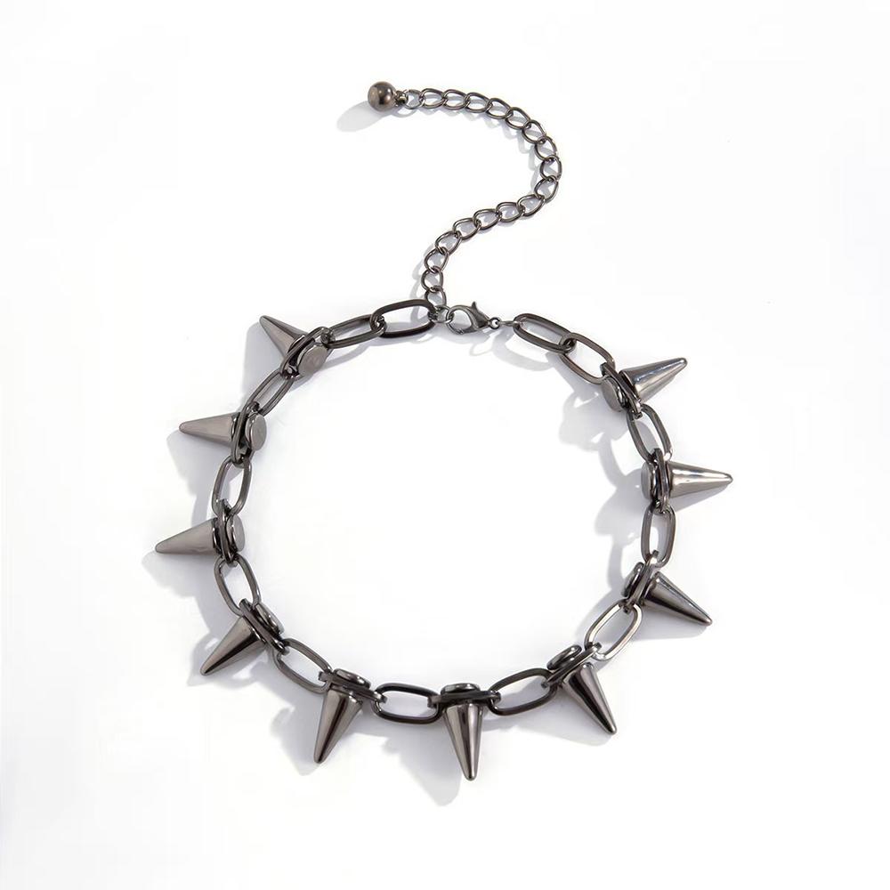 Geometric Rivet Necklace Ins Hip-Hop Punk Gothic Personality Neckchain Fashionable Trendy Men Women Jewelry Accessories