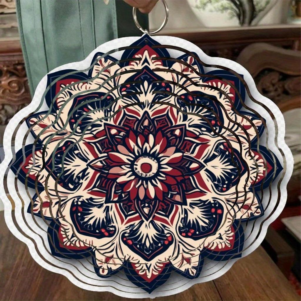 10 Inch Mandala Wind Spinner Metal Art Decor with 360 Hook Vibrant Floral Patterns for Garden Balcony Patio Outdoor Hanging Ornament