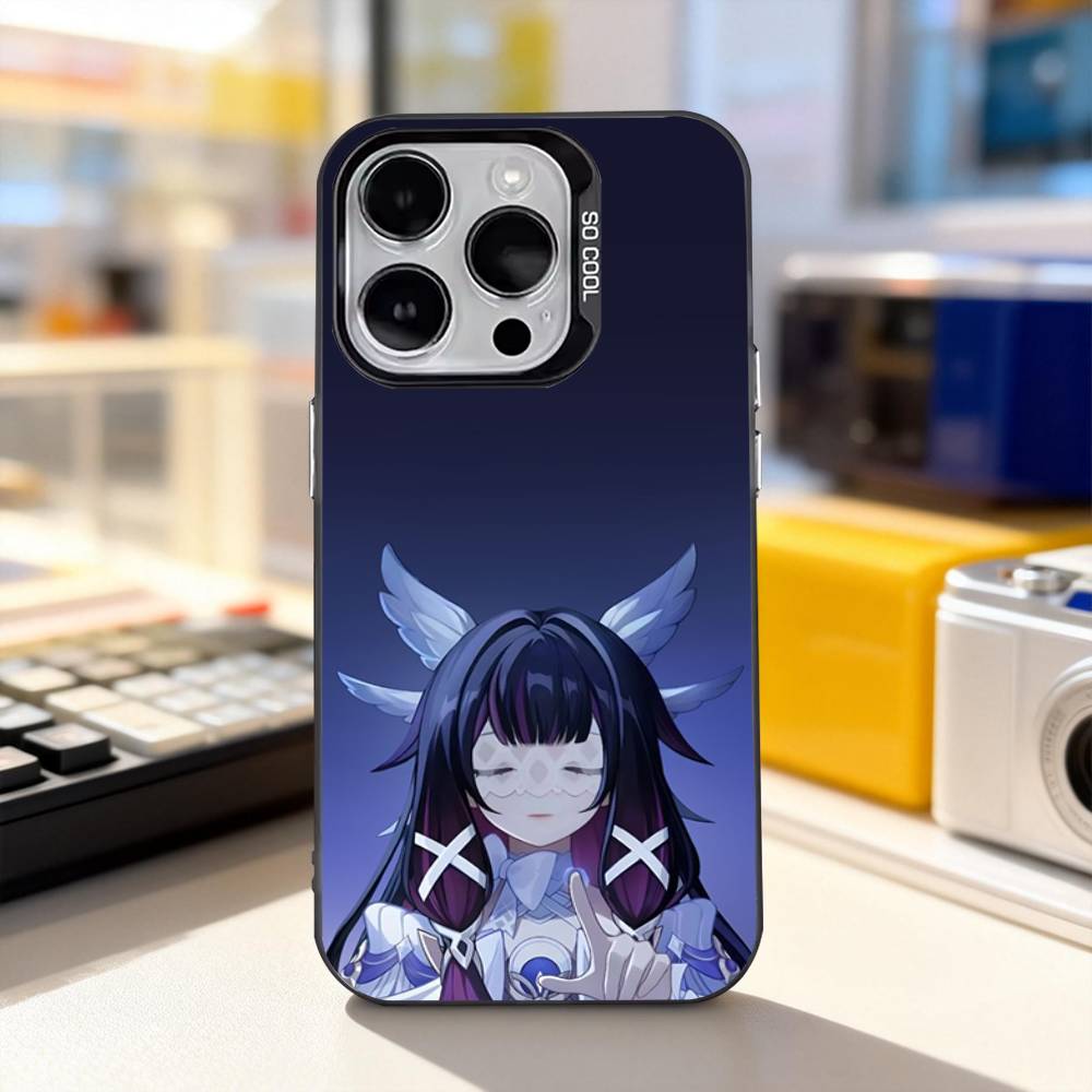 Чехол для телефона G-Genshin Columbina ImpactS для iPhone 17,16,15,14,13,12,11,Pro,XS,Max,Plus,Mini,SE4,E IMD Матовый черный