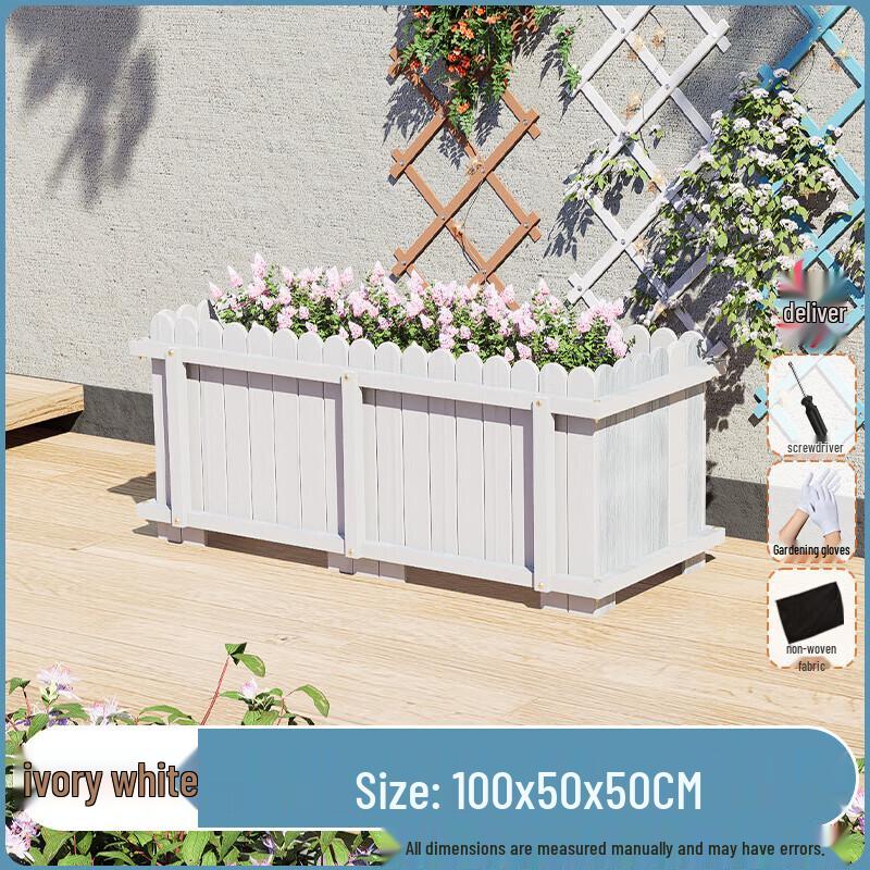 Outdoor Carbonized Solid Wood Planter Box