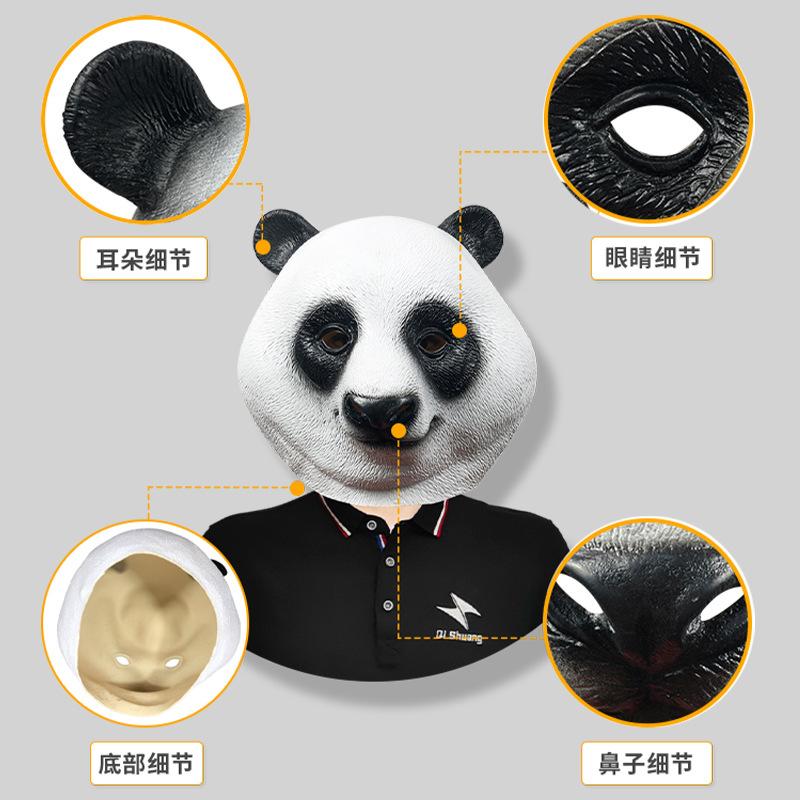Cute Giant Panda Headgear Animal Mask Masquerade Funny Latex Headdress Halloween Party Performance Props