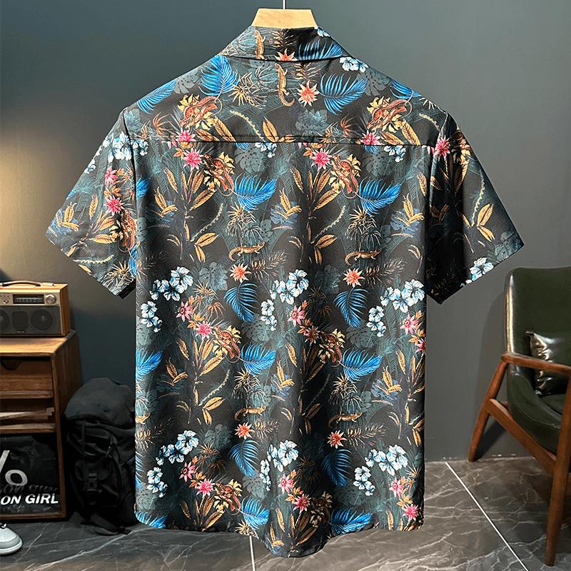 Новая мужская рубашка с коротким рукавом и цветочным принтом, модная и красивая, свободного кроя
