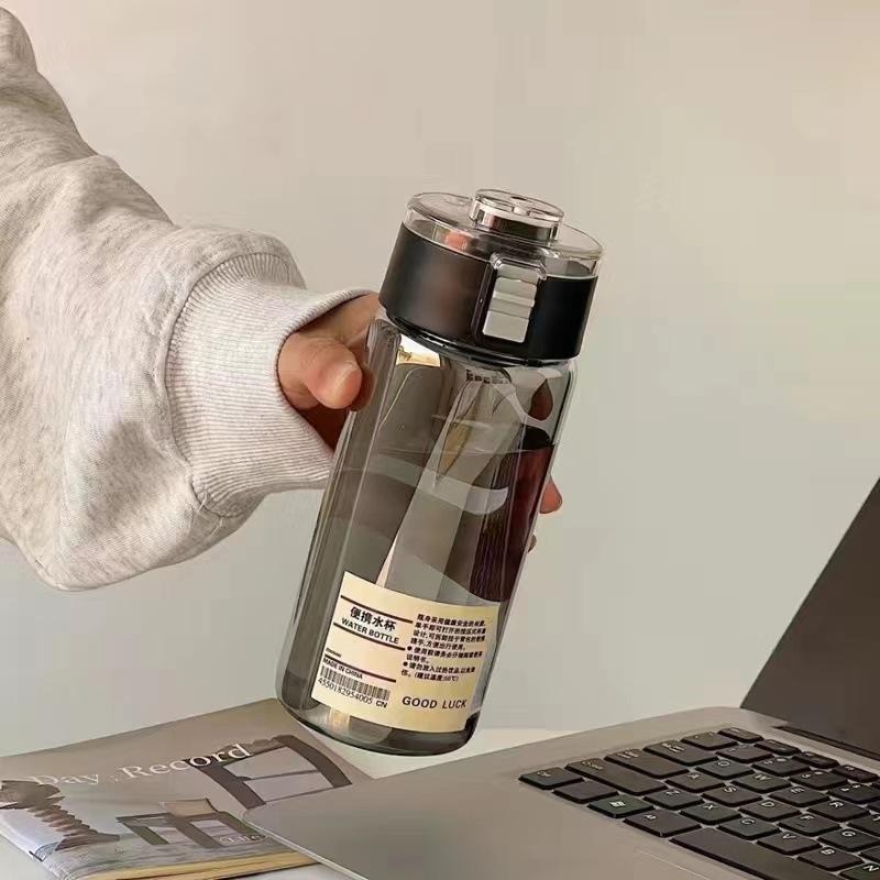 Portable Plastic Water Bottle Sports Fitness Large Capacity Transparent Cup with Tea Compartment Outdoor Anti-drop Water Bottle