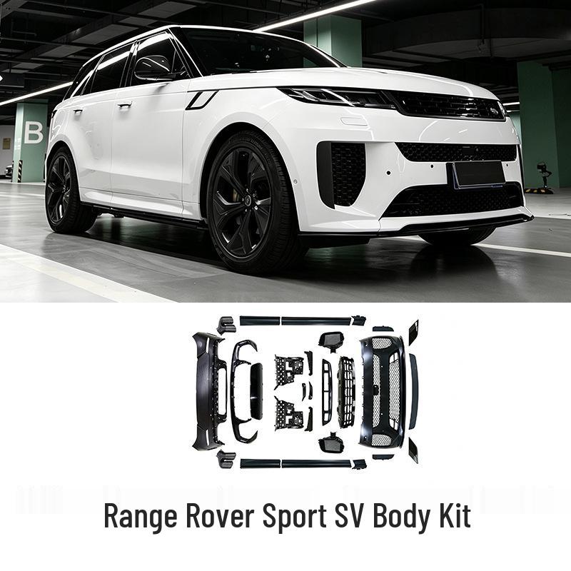 Обвес SV для Range Rover Sport 2023-2026: Передний и задний бамперы, боковые юбки, задняя часть.
