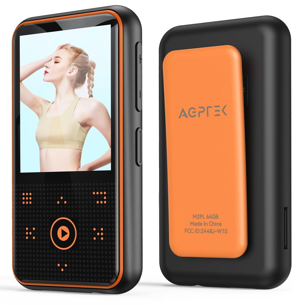 MP3-плеер AGPTEK, зажимной Bluetooth-плеер для тренировок, 36 г, сверхлегкий, 64 ГБ, мини-размер, спортивный звук без потерь, компактный музыкальный плеер, наручный