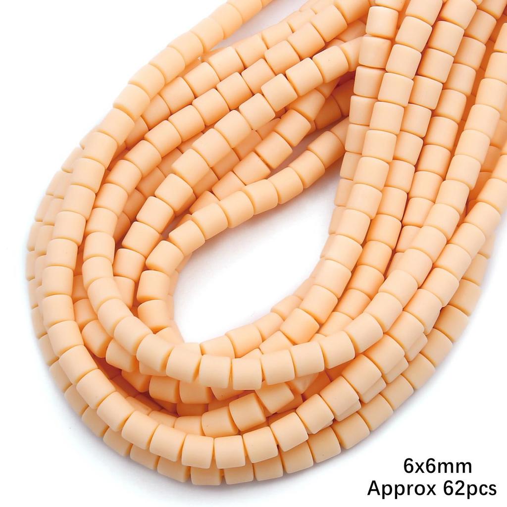 60pcs/Bag 6x6mm Flat Round Cylinder Polymer Resin Clay Beads Loose Spacer Handmade Beads For DIY Jewelry Making Bracelets Necklaces Crafts 38cm/15