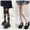 Lolita JK Style High Tube Long Socks Nylon Above Knee Stocking Transparent Stripe Stockings  Summer