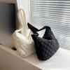 Pleated Bubble Shoulder Bag Solid Color Puffer Padded Crossbody Bag Cloud Pattern Tote Bag  Lady