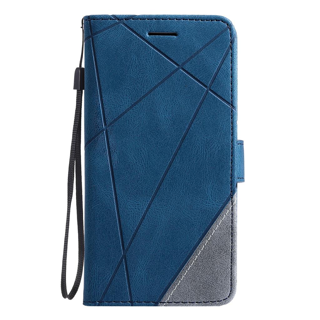 For Honor 400 5G (Global) Case Imprinted Lines PU Leather Splicing Wallet Phone Cover with Wrist Strap