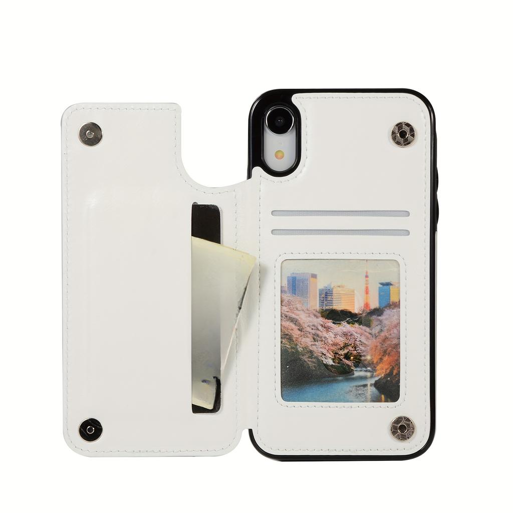 Чехол для телефона-кошелька с держателем для карт, чехол с подставкой для карт из искусственной кожи, двойной магнитной застежкой и прочным противоударным чехлом, для IPhone