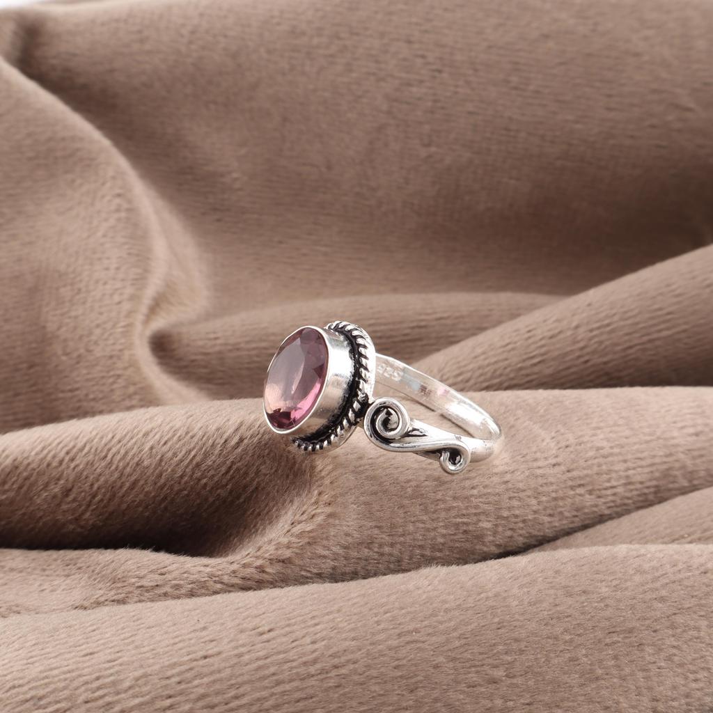 Кольцо с родолитом, Ювелирное изделие ручной работы из серебра, Кольцо из стерлингового серебра 925 пробы, Духовное серебряное кольцо для свадебного подарка