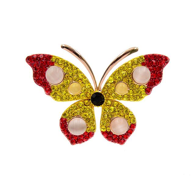 New Arrival Rhinestone Omber Color Blue Butterfly Brooches For Women Insect Pin Winter Design Fashion Jewelry