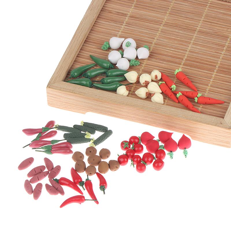 10Pcs/Set 1:12 Dollhouse Fruit Vegetables Carrot Tomato Radish Kitchen Decor Toy