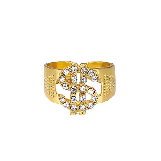 Унисекс Кольцо Горный Хрусталь Декор Знак Бедро Полированный Полый Наличные Хоп Богатство Регулируемый Открытый