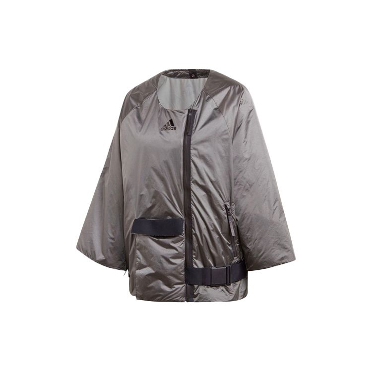 adidas Спортивная двухслойная куртка с капюшоном, женская куртка металлик-серый FT2459