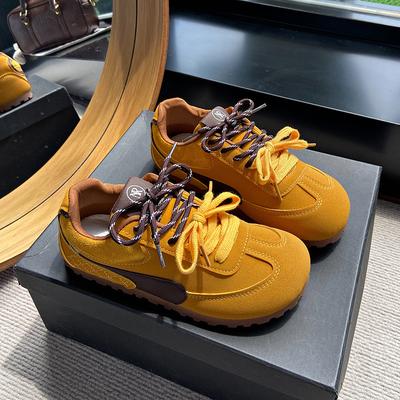 Красные женские весенние новые гоночные туфли на толстой подошве на шнуровке, цветные повседневные туфли, туфли с носком в форме манго, туфли-клоуны