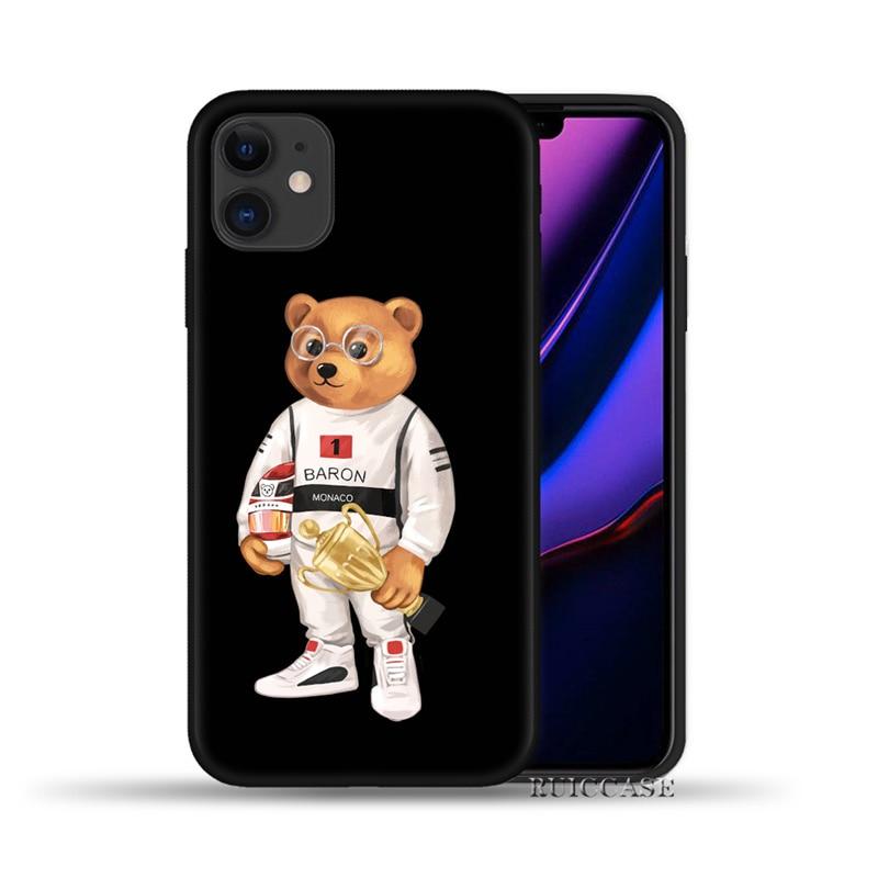 Милый медведь модный брендовый защитный чехол для iPhone 11 12 13 Pro XS Max XR X 6 6S 7 8 Plus 5S SE 2020 12Mini мягкий силиконовый чехол