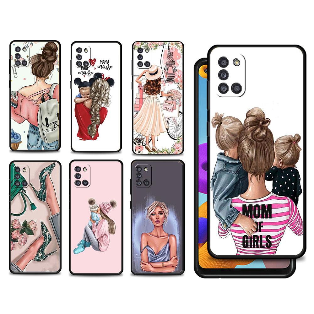 Cell Fundas Woman Girl Super Mom Baby Coque For Samsung A12 A71 A52 A72 A32 4G A02s A31 A41 A21s A51 A22 A52s 5G A13 A23 A73