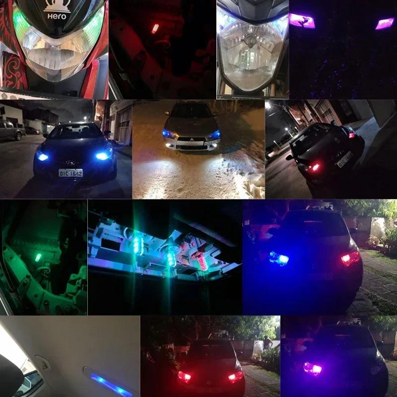 T10 W5W Силиконовый RGB 5050 6SMD Светодиодный Боковой Клиновой Фонарь Купольный Фонарь для Чтения Мигающие Огни Пульт Дистанционного Управления для Автомобиля Мотоцикла Amagi